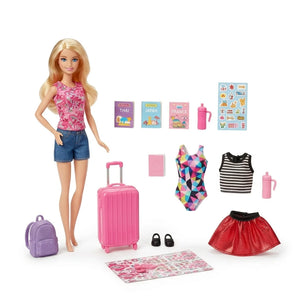طقم مجسمات باربي للسفر Little Traveller FFB18 في علبته