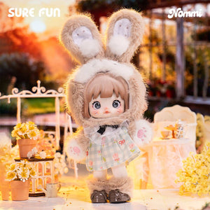Nommi Series bunny plush toy in a flower garden from Popmart KSA blind box collection