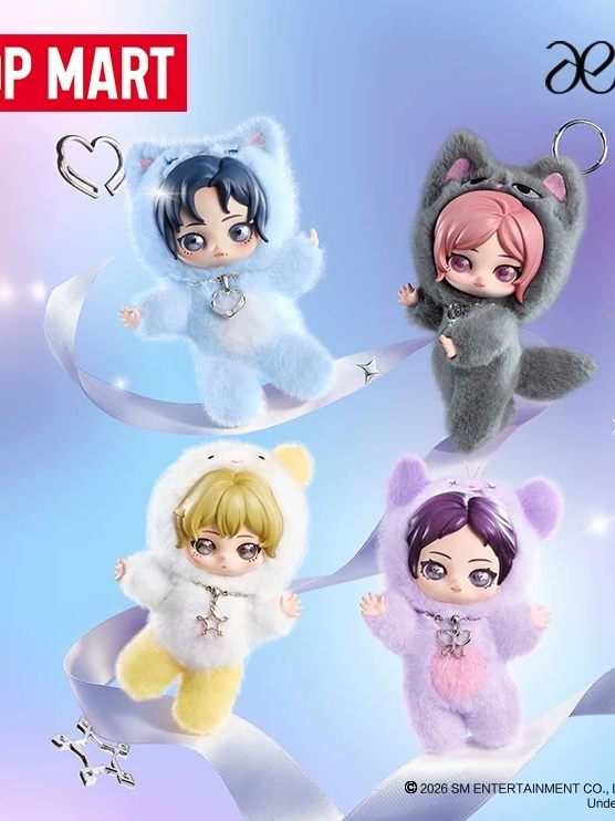 مجسم بوب مارت aespa Fluffy Club أصلي داخل صندوق غامض مع بطاقة جمع شخصية