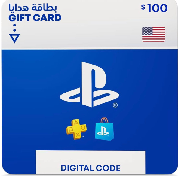 بطاقة بلايستيشن ستور أمريكي 100 دولار لاشتراك بلس السنوي وشراء الإصدارات