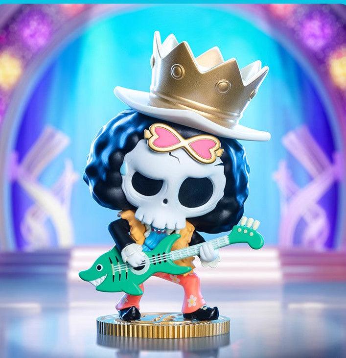 Pop Mart Labubu The Monsters One Piece Brook figure with guitar, available for Pop Mart KSA order | مجسم بروك بالقيثارة من سلسلة بوب مارت لابوبو ذا مونسترز ون بيس.
