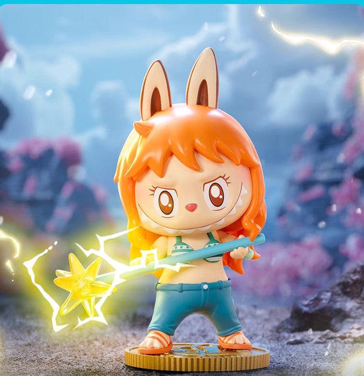 Pop Mart Labubu The Monsters One Piece Nami figure with lightning effects, available at Pop Mart KSA | مجسم نامي من سلسلة بوب مارت لابوبو ذا مونسترز ون بيس.